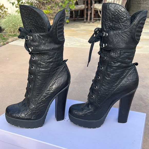 VERA WANG LAVENDER MOTO COMBAT BOOTS BLACK 8 - Picture 8 of 14